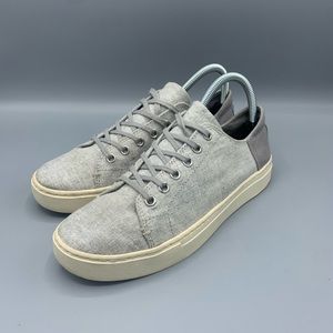Toms gray canvas lace up sneaker white light gray Sz 8